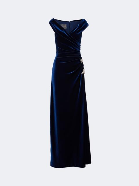 Monique Lhuillier Embellished draped velvet gown