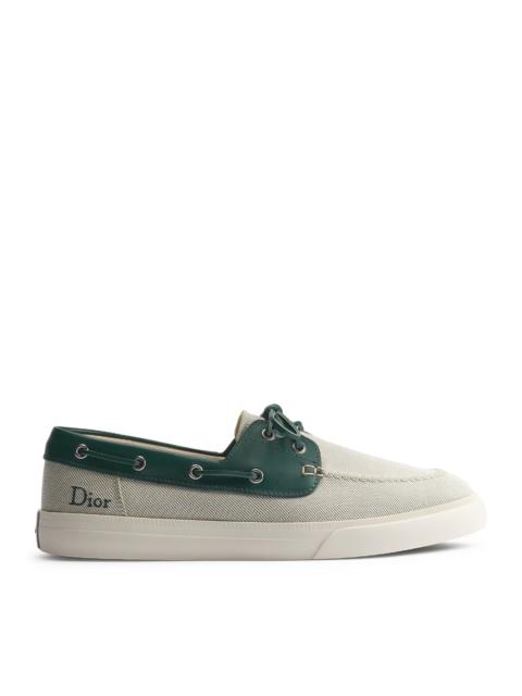 Dior DIORIVIERA CHESTER BOAT SHOES IN COTTON CANVAS AND CALFSKIN