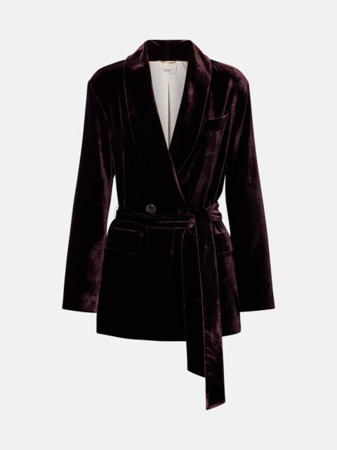 AGNONA Belted double-breasted velvet blazer
