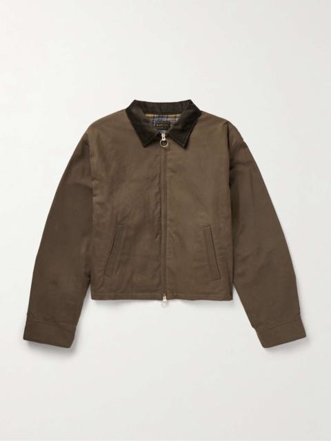 Kapital Drizzler Cropped Corduroy-Trimmed Oiled-Cotton Jacket