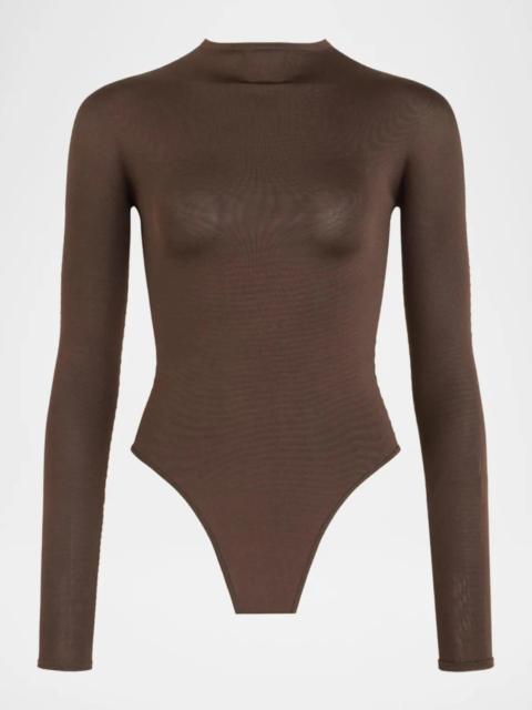 Alaïa Semi-Sheer Mock-Neck Bodysuit