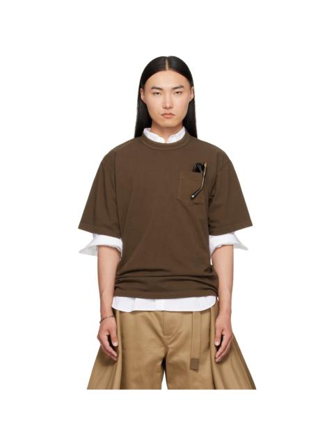 sacai Brown Cotton Jersey T-shirt