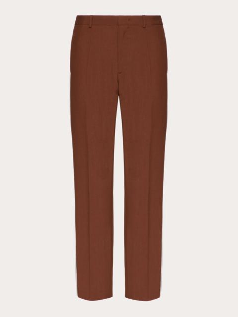WOOL PANTS WITH CONTRASTING COLOR SIDE BANDS