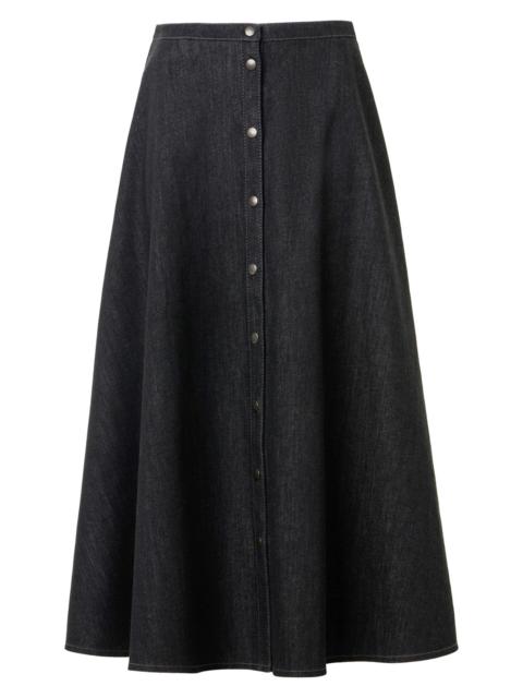 AKRIS Women's Stretch Denim Button-Front Midi-Skirt - Black Denim