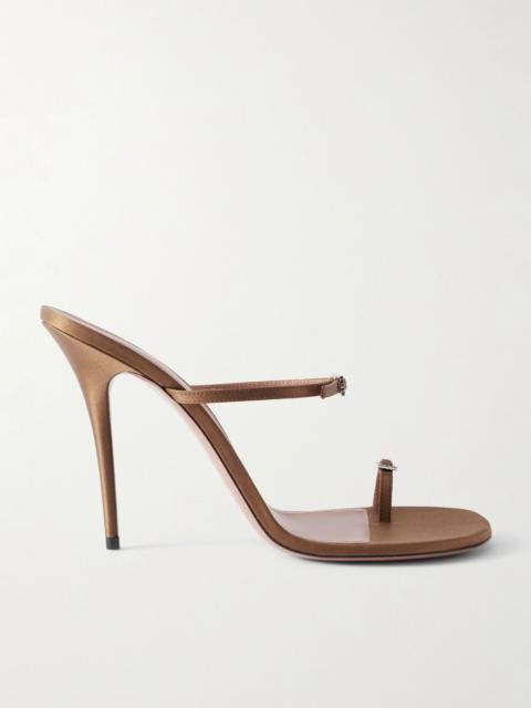 Amina Muaddi Crystal-embellished satin sandals Brown