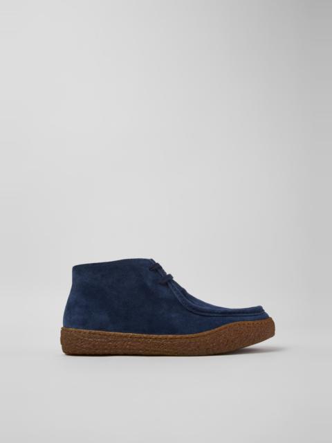 CAMPER Peu Terreno Blue Suede Ankle Boots for Men.