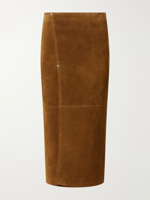 Studio Nicholson Melete suede midi skirt Mustard