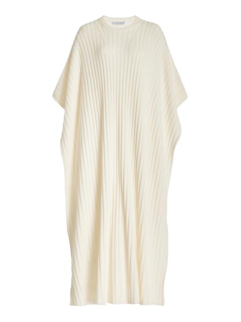 GABRIELA HEARST Taos Knit Poncho in Ivory Merino Wool Cashmere