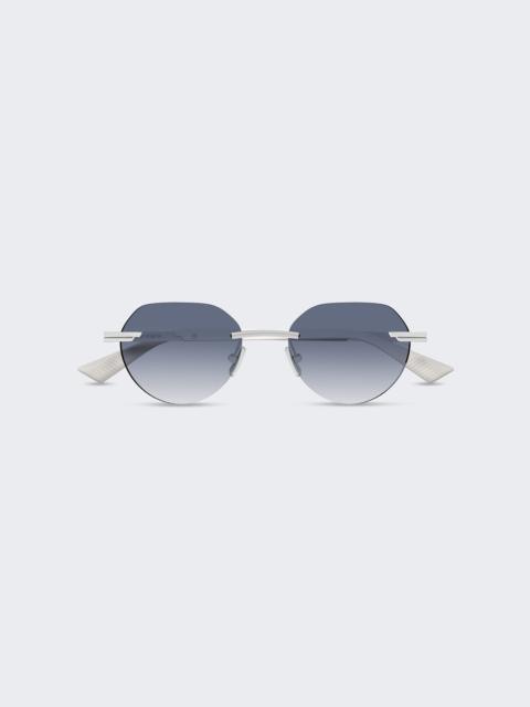 Bottega Veneta Rimless Sunglasses Silver And Blue