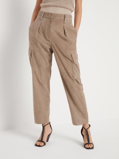 Brunello Cucinelli Suede slouchy cargo trousers