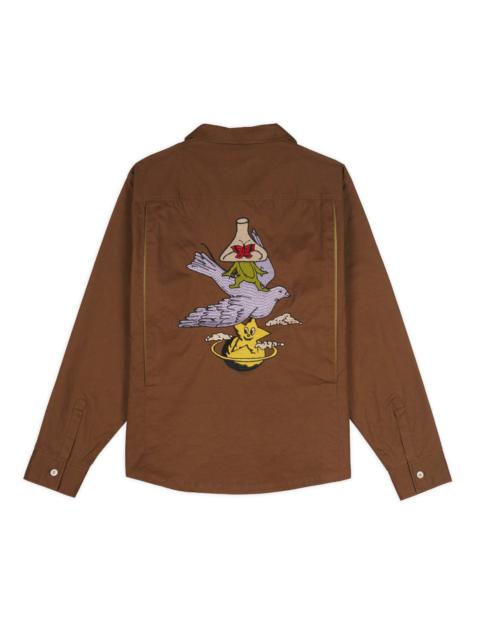 BRAIN DEAD Poplin Camp Collar Shirt - Chocolate