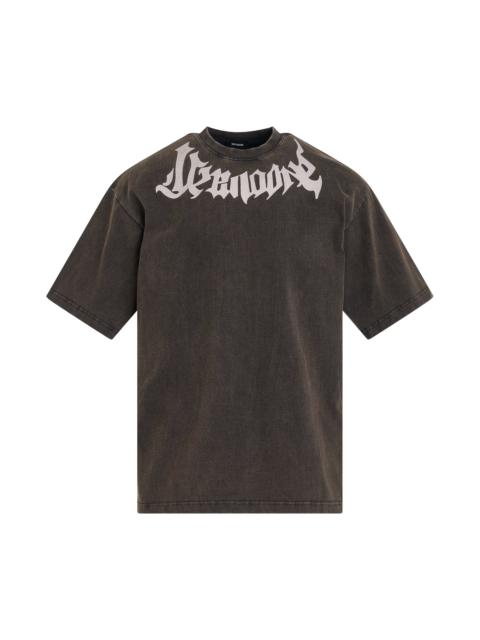 We11done Washed Collar Logo T-Shirt in Black