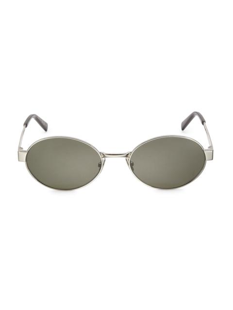 SAINT LAURENT Women's Feminine Fashion Icons 55MM Oval Metal Sunglasses - Silver Dark Grey