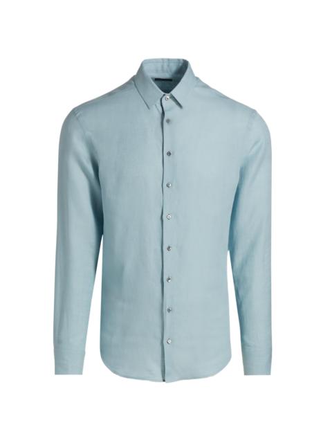 GIORGIO ARMANI Men's Linen Button-Front Shirt - Aquamarine