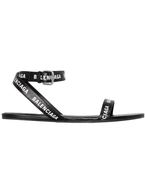 BALENCIAGA Balenciaga Black Logo Print Sandals Black Leather