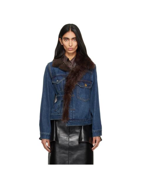 sacai Blue Faux-Fur Denim Jacket
