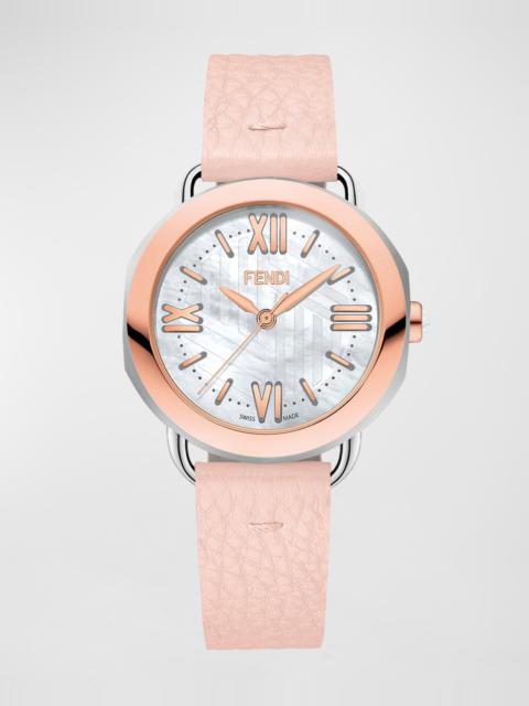 FENDI 36mm Selleria Leather Strap Watch, Pink