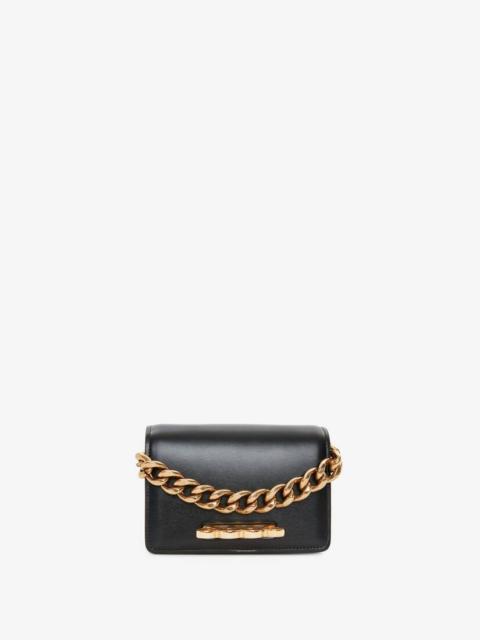 Alexander McQueen The Four Ring Mini With Chain in Black