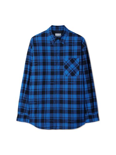 Off-White Check Flann Padded Overshirt Dark Blue B