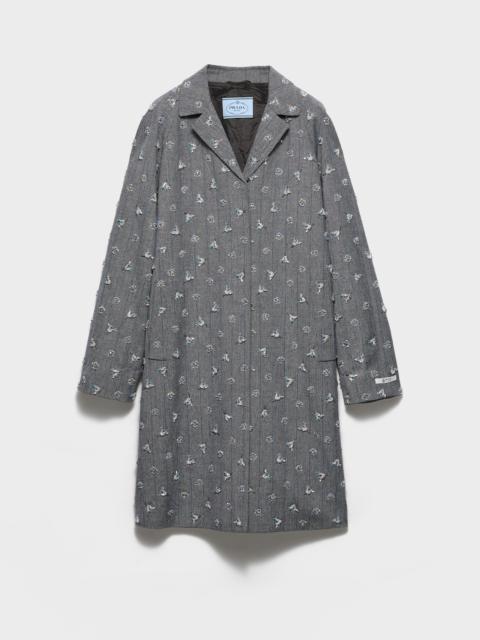 Prada Single-breasted embroidered pinstripe coat