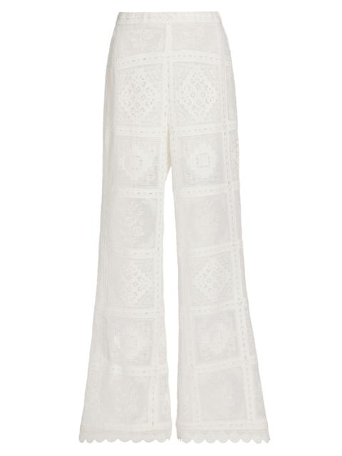 Zimmermann Women's Aster Embroidered Lace Pants - Ivory