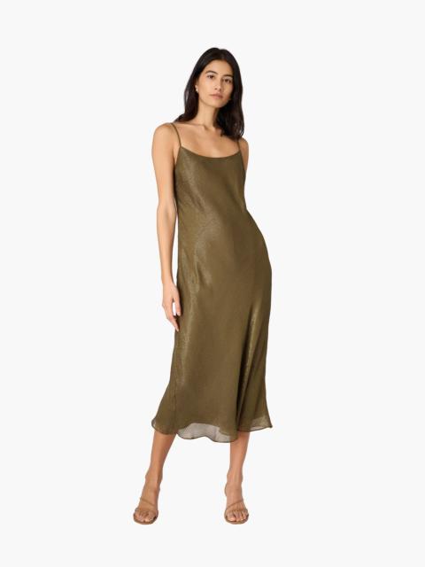 CAMI NYC LUANNA METALLIC CHIFFON MIDI DRESS GROVE