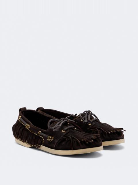 Golden Goose Embellished suede boat shoes