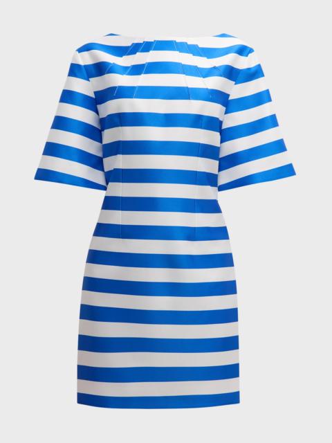 EMILIA WICKSTEAD Guinerver Striped Short-Sleeve Mini Dress
