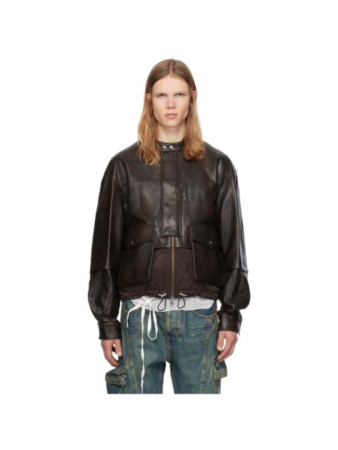 Andersson Bell Brown Quilted Bomber Leather Jacket