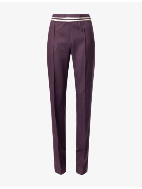 NENSI DOJAKA Mesh-Panel Straight-Leg Crepe Trousers