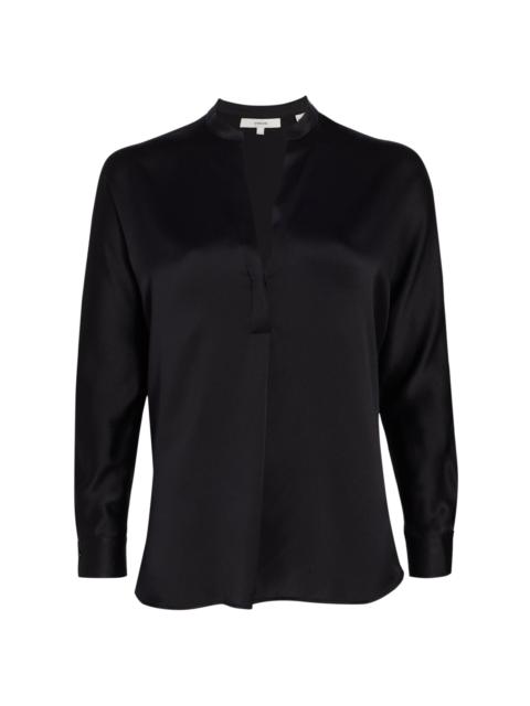 Vince Women's Silk Long-Sleeve Blouse - Black
