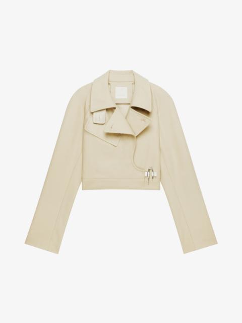 Givenchy SHORT TRENCH COAT IN COTTON TWILL WITH U-LOCK BUCKLE