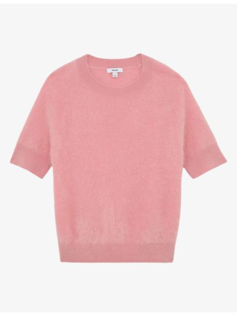 REISS Julia Short-Sleeve Brushed-Cashmere T-Shirt
