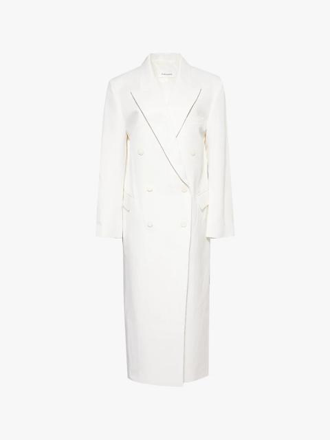 The Frankie Shop Jane long double-breasted twill coat