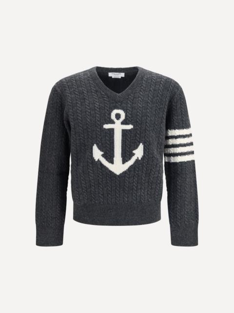 Thom Browne 4-Bar merino wool Sweater with Anchor motif