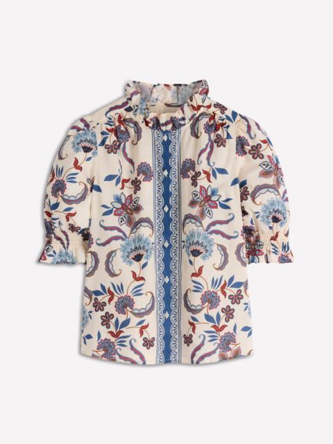 BODEN Heather Smocked Sleeve Top-Elegant Blossom Placement