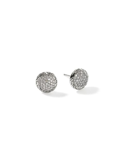 JOHN HARDY JH Essential Pavé Stud Earring, Sterling Silver, Diamonds, 10MM