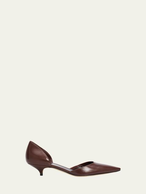 The Row 35mm Liisa Leather Kitten-Heel d'Orsay Pumps