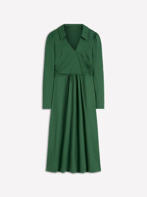 BODEN Carla Jersey Wrap Dress-Hunter Green
