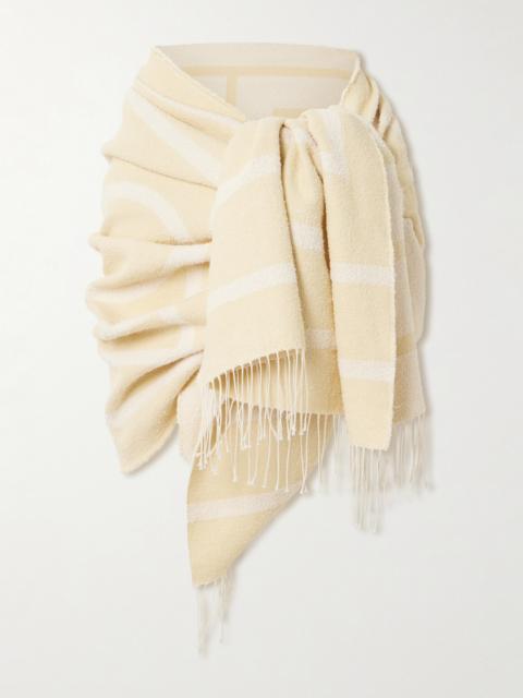 TOTEME Embroidered Frayed Linen-blend Scarf