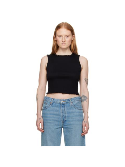 RE/DONE Black Crinkle Tank Top