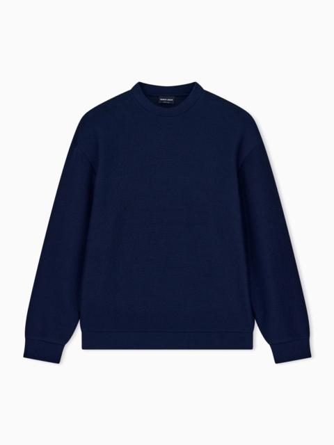 GIORGIO ARMANI SWEATSHIRT IN TEXTURED COTTON JERSEY WITH TUBULAR FLOUNCES