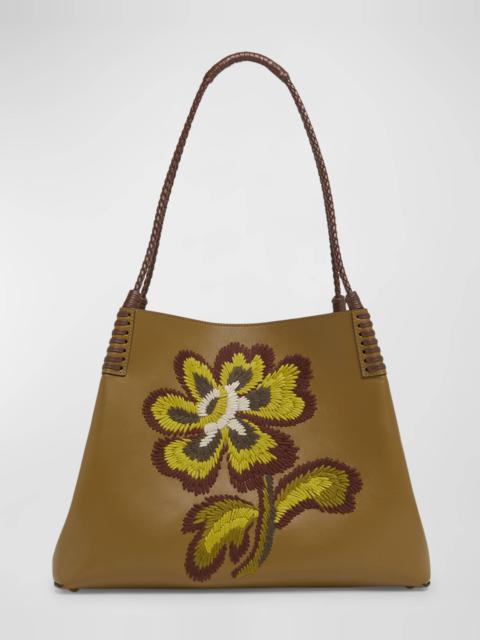 Libra Embroidered Leather Shoulder Bag