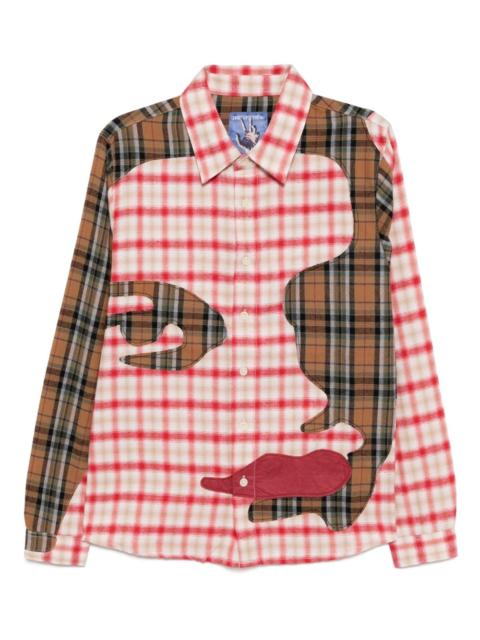 KidSuper patchwork face flannel shirt