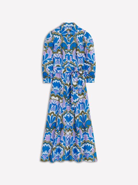 BODEN Clara Cotton Shirt Dress-Kingfisher Blue, Freesia Stamp