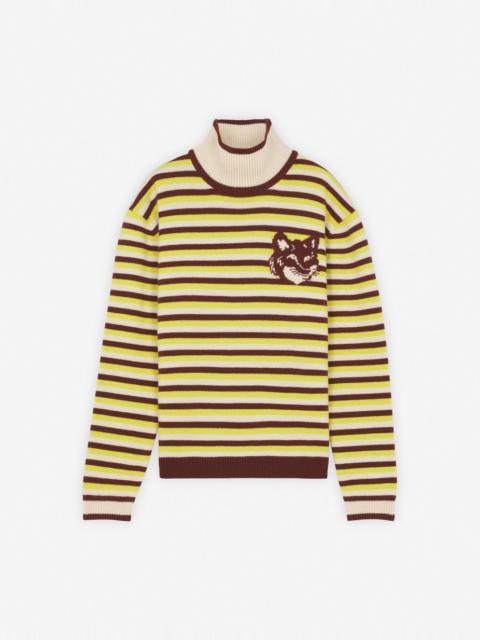 Maison Kitsuné FOX HEAD INTARSIA COMFORT STRIPED HIGH NECK JUMPER