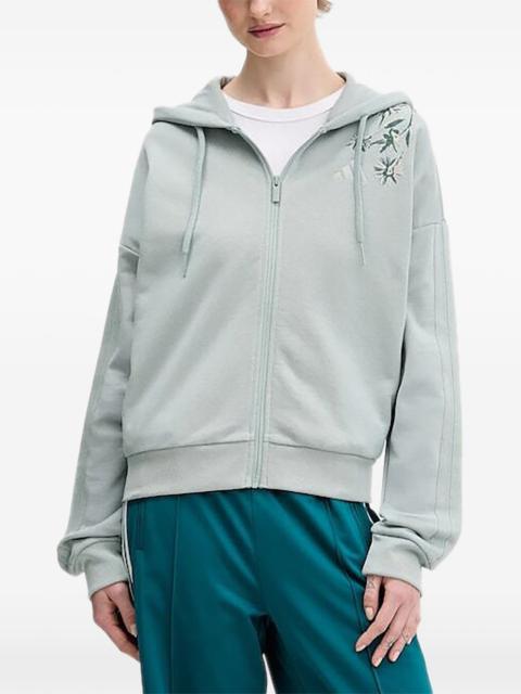 adidas floral-embroidered zip-up hoodie