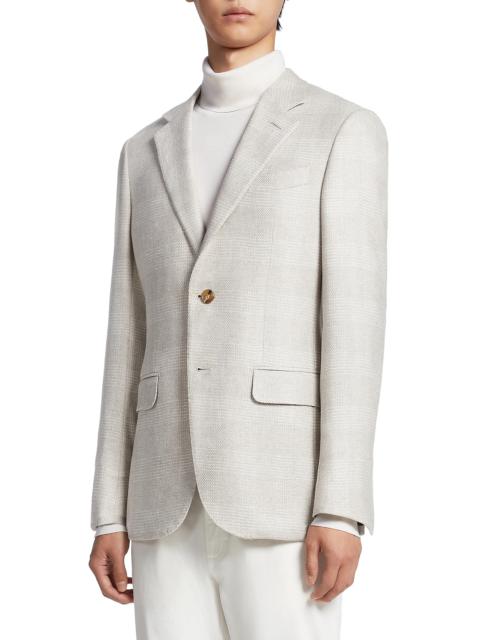 Couture Tonal Plaid Stretch Cashmere, Silk & Wool Sport Coat