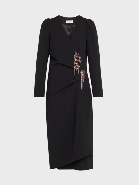 Dries Van Noten Dapan Wrap Midi Dress with Embellished Detail