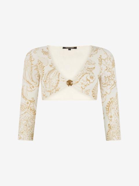 Roberto Cavalli Ornamental White Print Top